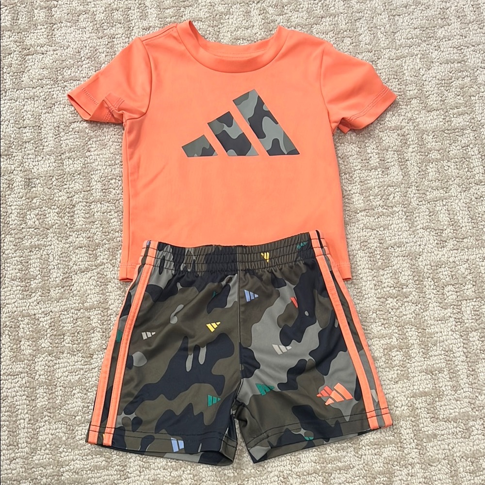 Adidas Kids Orange and Camouflage Matching Set